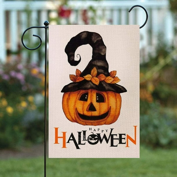Happy Halloween Garden Flag Vertical Double Sided Ghost Pumpkin Jack O/'Lantern